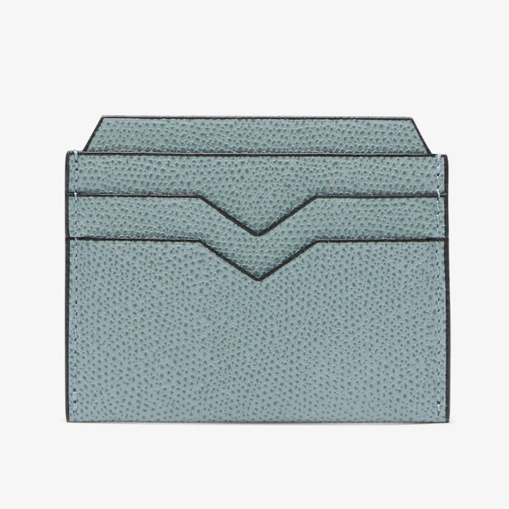 VALEXTRA Leather Card Case Blue